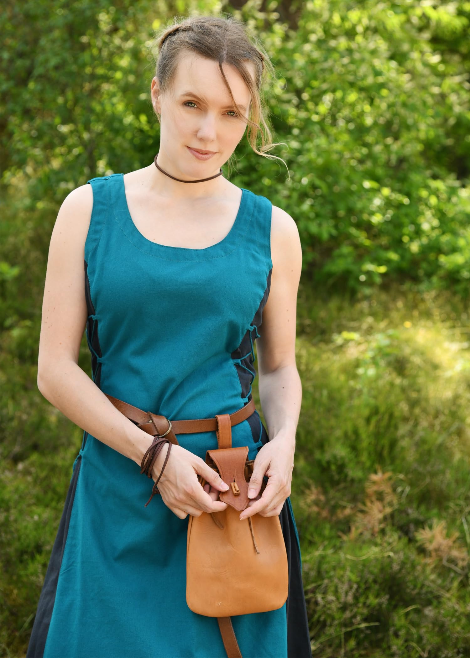 Battle-Merchant – Vestido medieval sin mangas Jarle – Vestido vikingo para mujer – Disfraz medieval LARP, fantasía