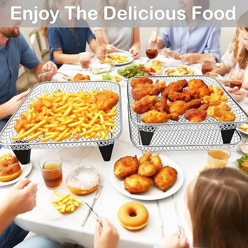 Miniatura 6 de Estante cuadrado para freidora de aire de 8 pulgadas, tres estantes deshidratadores apilables, accesorios cuadrados para freidora de aire, solo apto