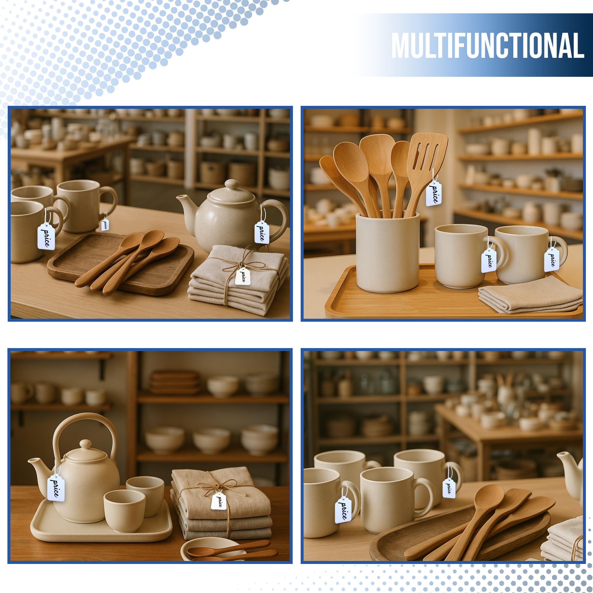 Etiquetas de precio con cuerda adjunta, 1000 etiquetas blancas para etiquetar mercancía con cuerda, etiquetas colgantes para escribir para regalo, joyas, ropa, patio, venta, garaje, suministros de