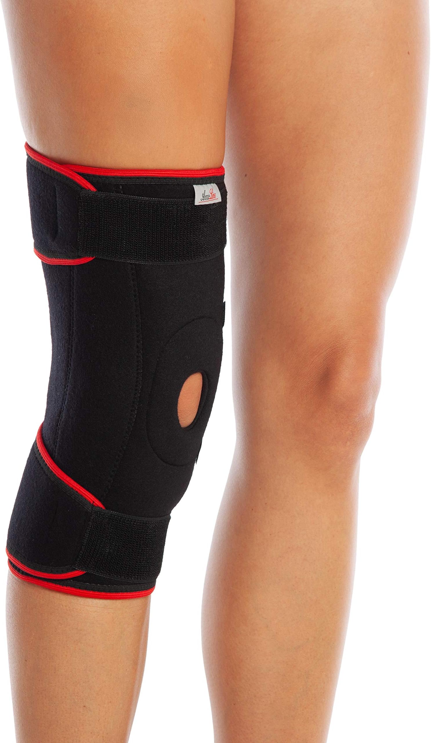 ArmoLine Adjustable Hinged Knee Brace Neoprene Open Patella Ligament Support for Bursitis Joint Knee Compression Meniscus Tears Acl Mcl Injuries Medical NHS Pain Relief Stabilizer Men and Women