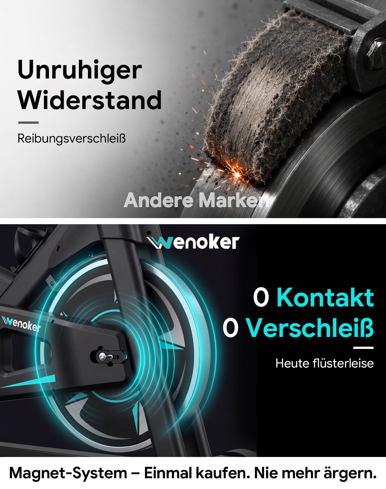 [2026 Update] WENOKER Heimtrainer – Flüsterleises Indoor Spinning Bike, Ergometer mit Magnetwiderstand, schwerem Schwungrad, LCD-Monitor, stationäres Fahrrad, Belastbar bis 160 kg
