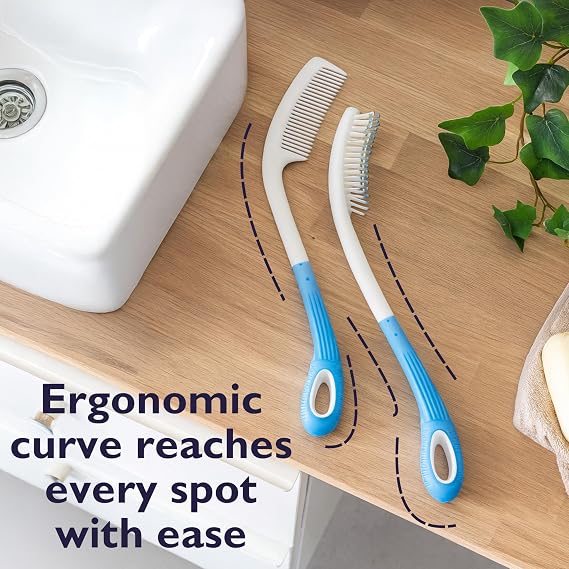 Etac Beauty Long Handled Brush, Ergonomically Designed Tools for Maximum Power with Minimal Strain