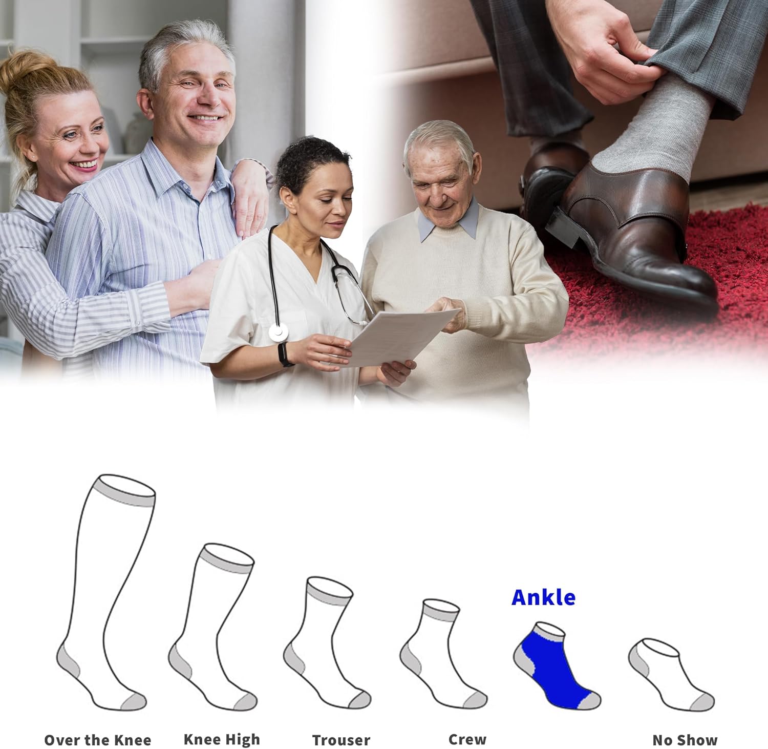 Ankle Diabetic Socks for Men Soft Bamboo Viscose Breathable Non Binding Neuropathy Socks for Men Size 8-12