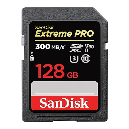 SanDisk Extreme PRO 128GB SDXC Memory Card up to 300MB/s, UHS-II, Class 10, U3, V90 for 8K Video, Black