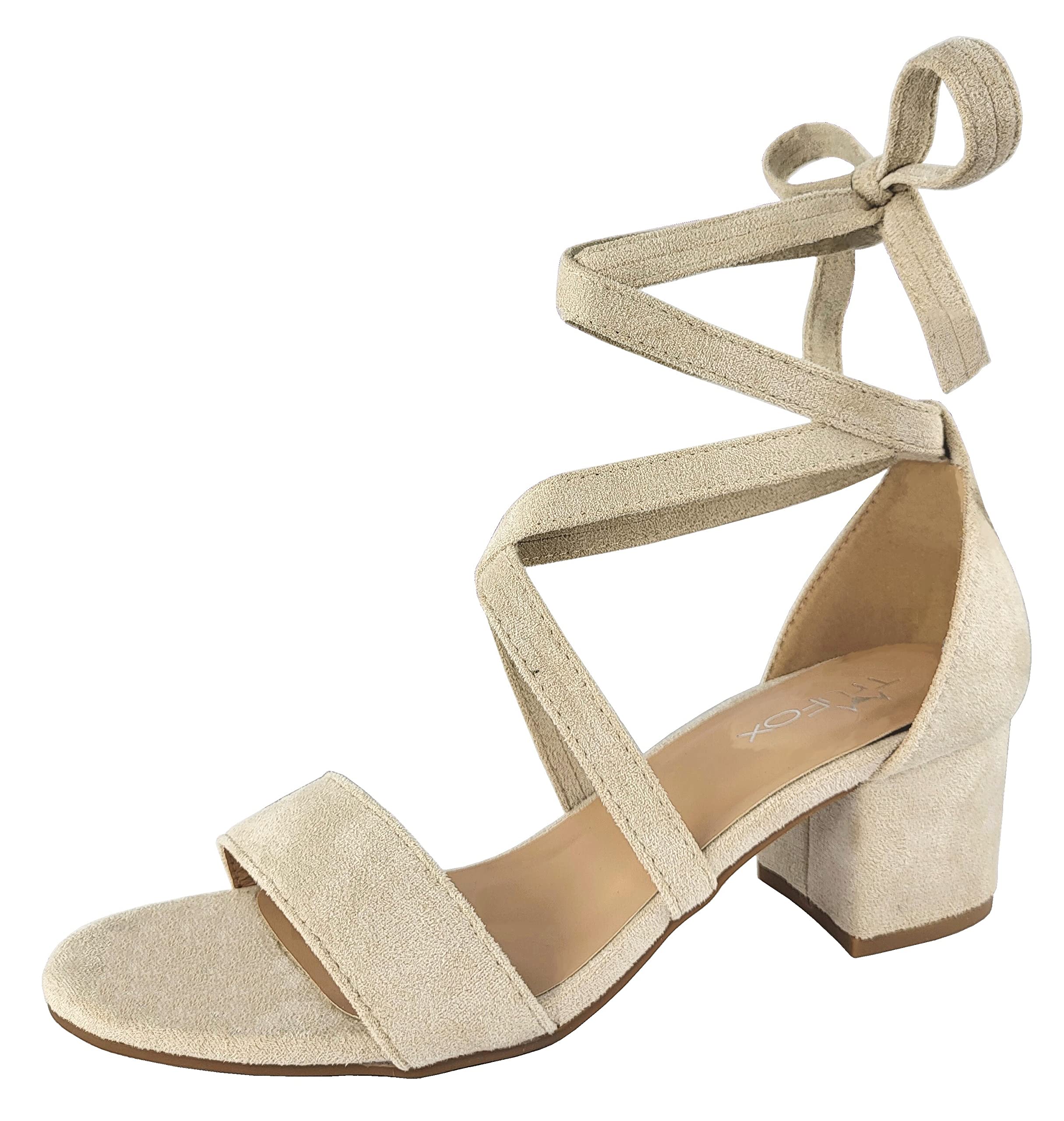 Wrap Around Comfort Low Block Heel Sandals Open Toe Strappy Tie Up