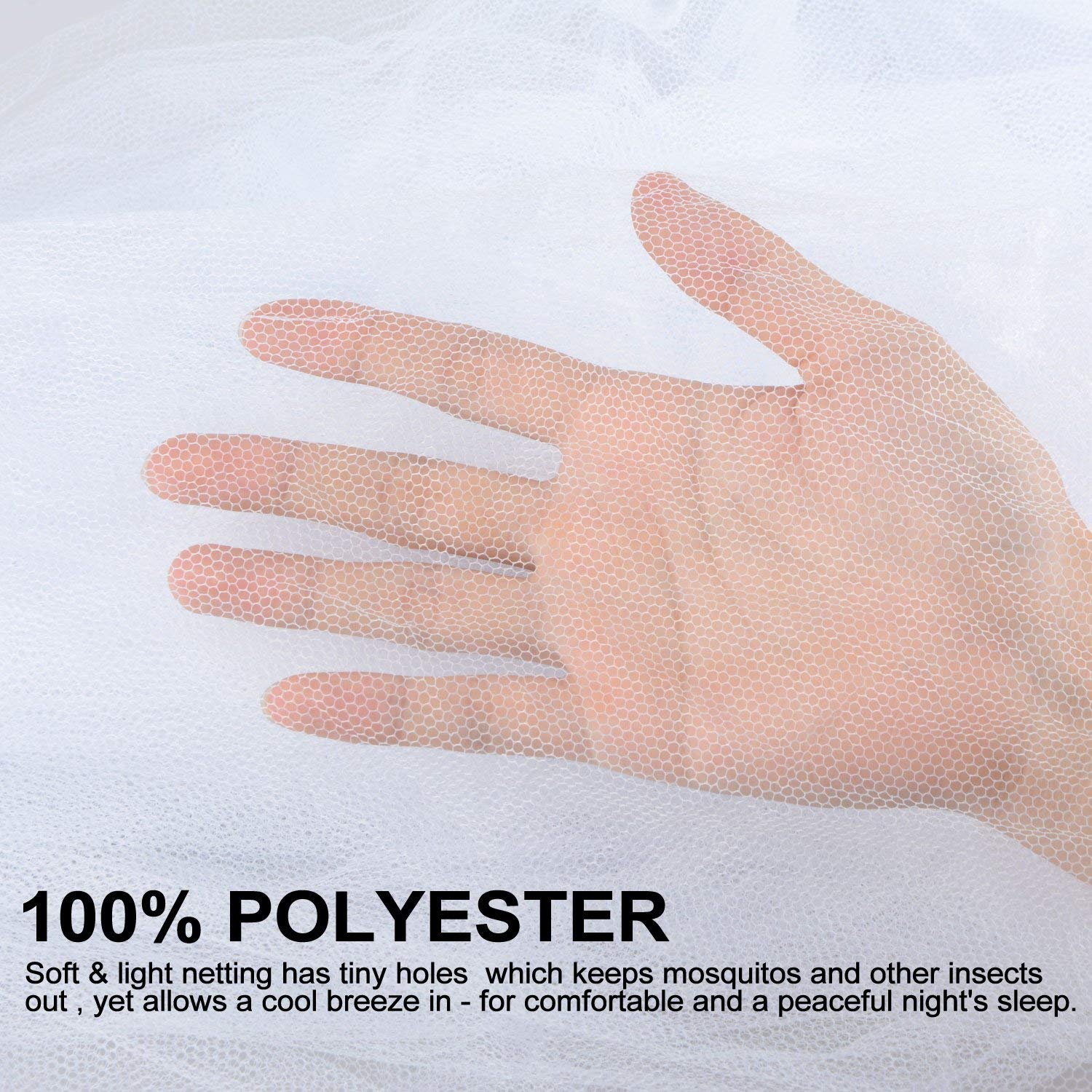Mosquitera para Cama, Esquinas Adecuado para Cama Individual o Matrimonio Anti mosquitos para el Hogar o de Vacaciones - Blanca