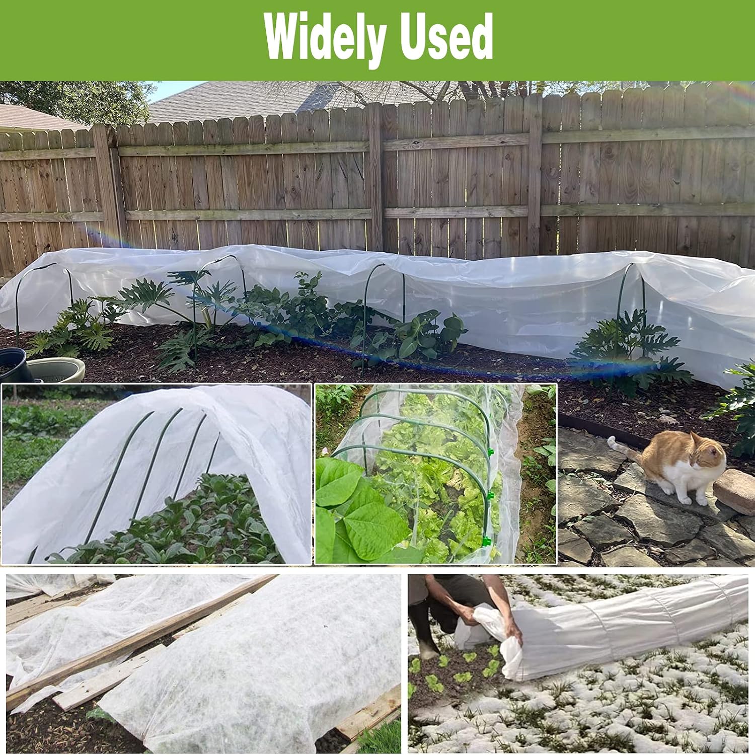 Plant Covers Freeze Protection Kit,10x30Ft Fabric Frost Cloth With 6pcs Garden Hoops & 12 Clips,Floating Row Cover Kit With Greenhouse Hoops Frost Blanket for Plants Vegetables Winter Frost Protection