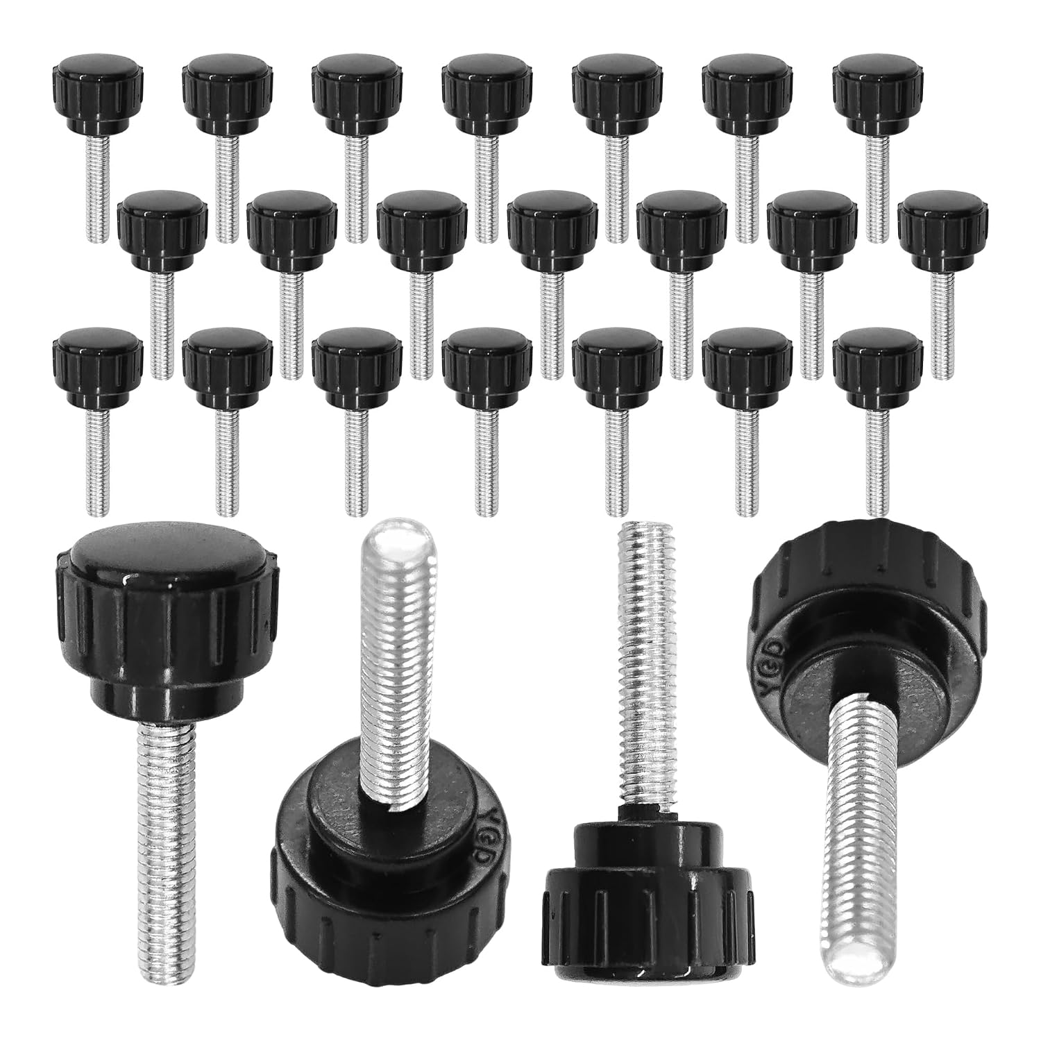 25Pcs M4 x 20mm Threaded Knurled Thumb Screws, Round Head Knobs for Clamping and Adjustments, Machinery, Equipment, DIY Projects