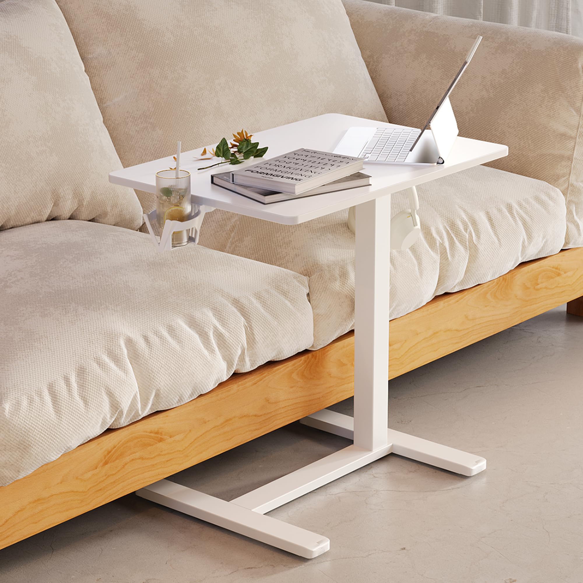 Amazon｜Claiks サイドテーブル 昇降式 ガス圧 高さ調節 キャスター