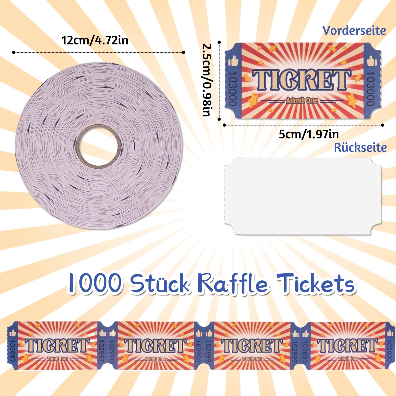 Wonninek Lot De 1000 Tickets Raffle Tickets De Qualité