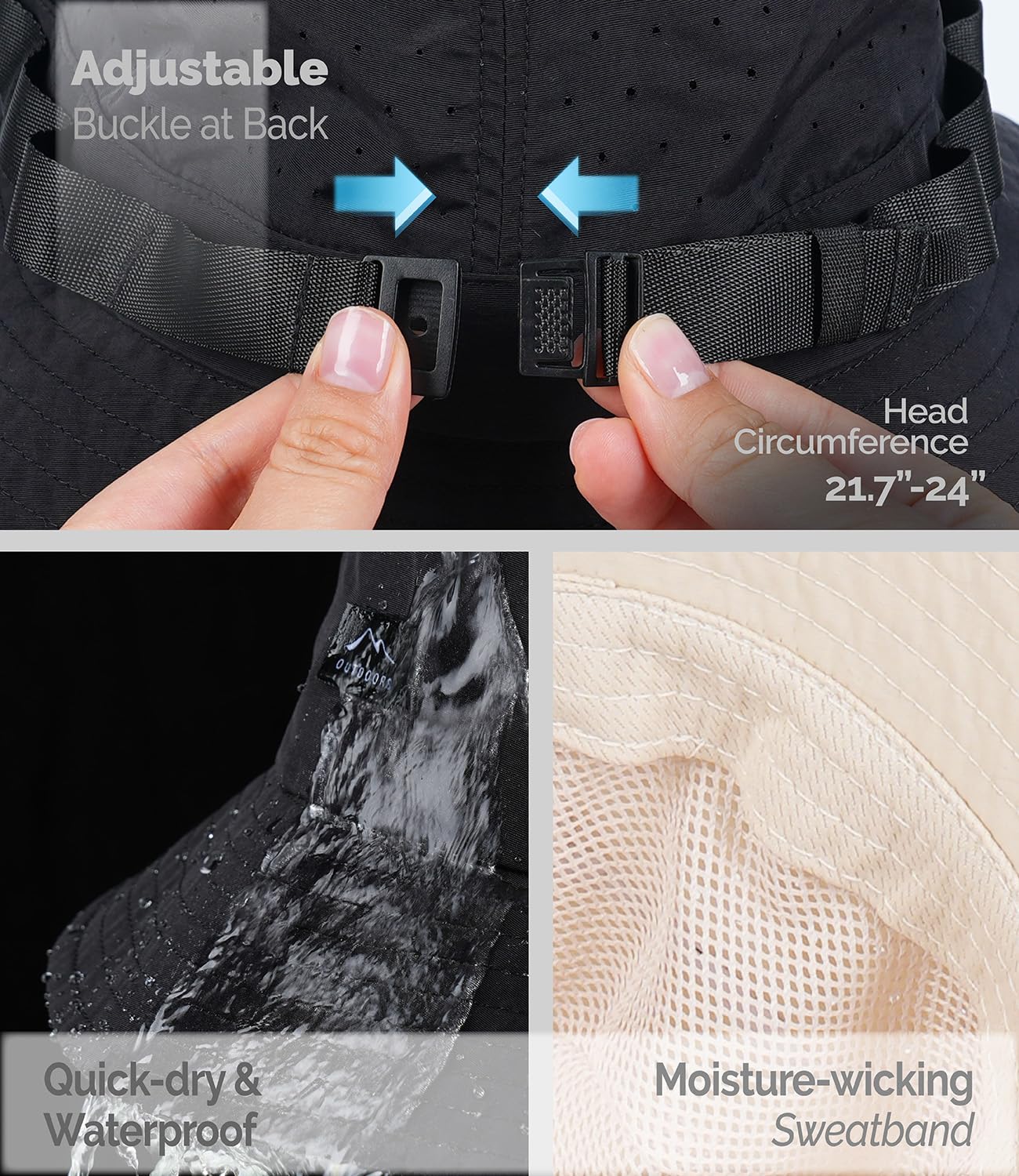 Hat Hut Sonnenhut für Herren, UPF 50+, Atmungsaktive Cooling Fischerhut, Leicht Bucket Hat für Outdoor Wandern Angeln
