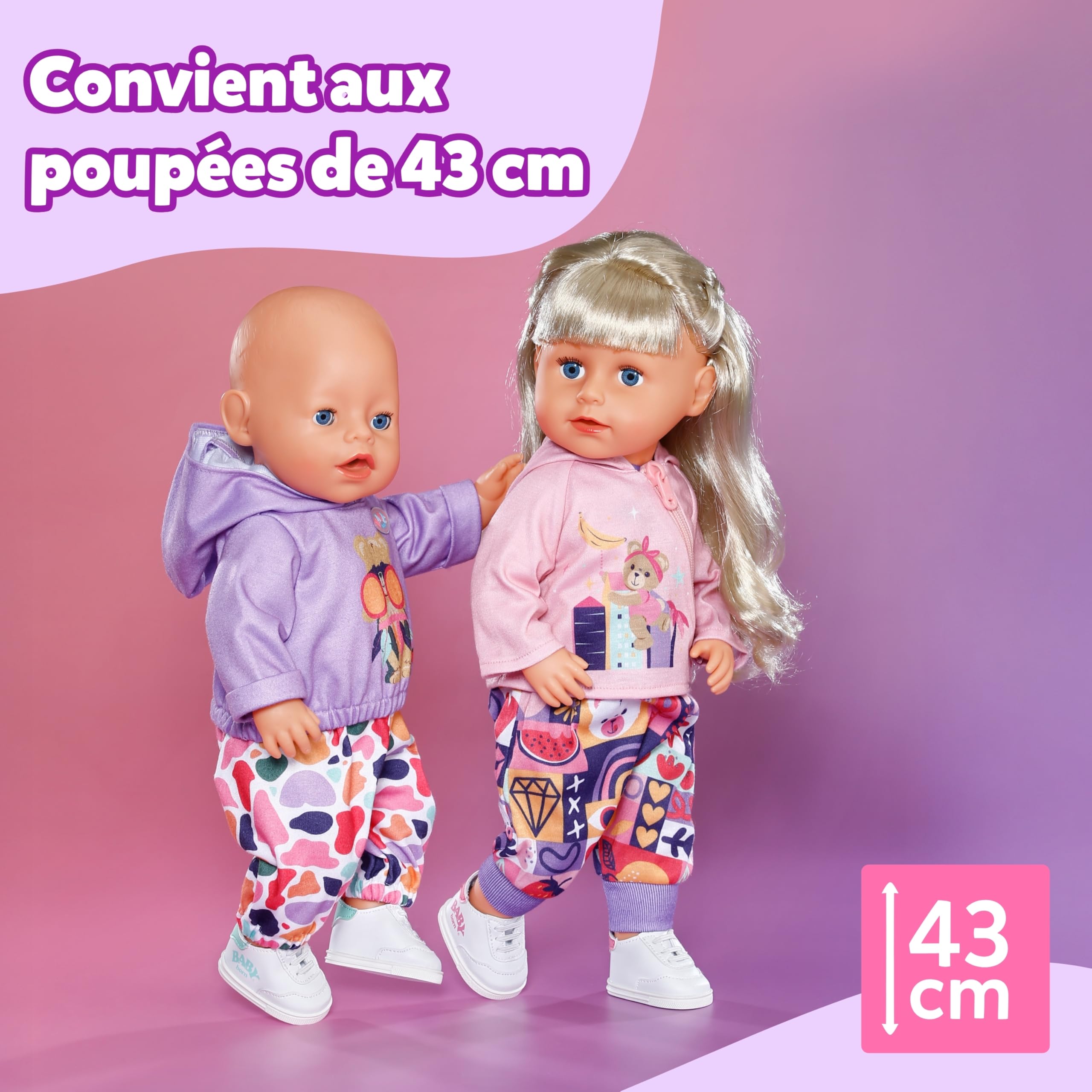 BABY born Baskets – 1 Paire de Chaussures pour poupée en 2 modèles possibles – Sélection aléatoire du Design – Vêtements pour poupées de Haute qualité – Accessoire pour poupées de 43 cm