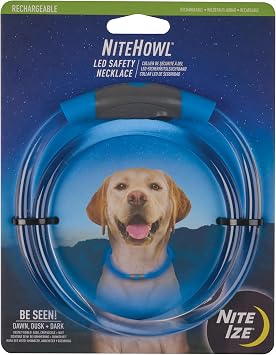 Nite Ize NiteHowl Rechargeable LED Safety Necklace - Dog Light for Dog-Walking Gear - Weather-Resistant Design - 5 Hours Runtime - Cut to Fit from 12 to 27 - Blue