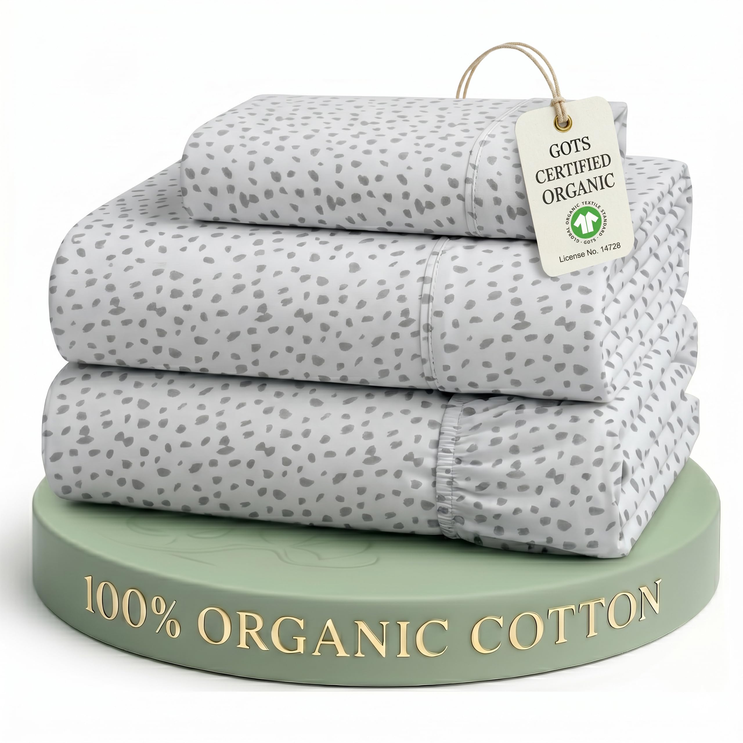LANE LINEN Twin Sheets 100% Organic Cotton Soft 3pc Percale - Haze Grey