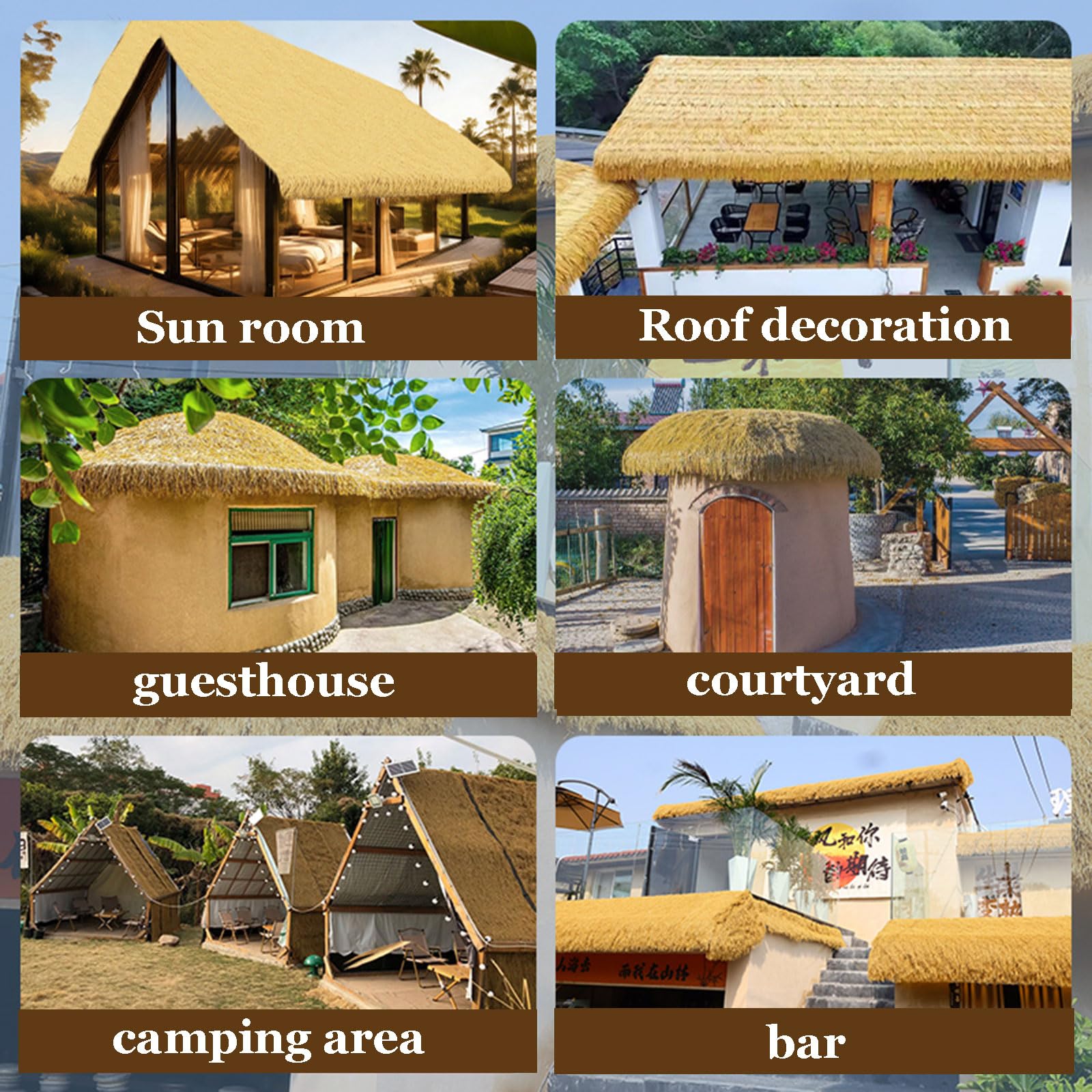 Rollo De Paja Artificial, Techo De Paja, Techo De Paja Estilo Mexicano Mejorado Y Encriptado, Utilizado Para Patio De Cabaña, Piscina, Playa, Fiestas Hawaianas Y Decoración (Size:0.5×10m（1.64×32.8ft）)