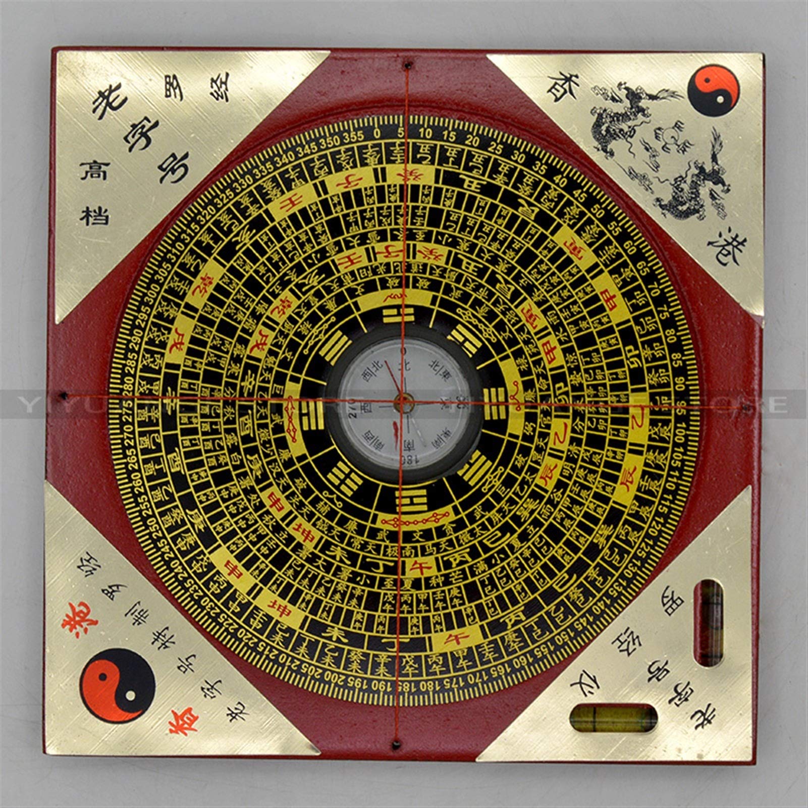 Amazon.co.jp: 風水羅盤 Feng Shui中国の古代の木の正方形のLuopan