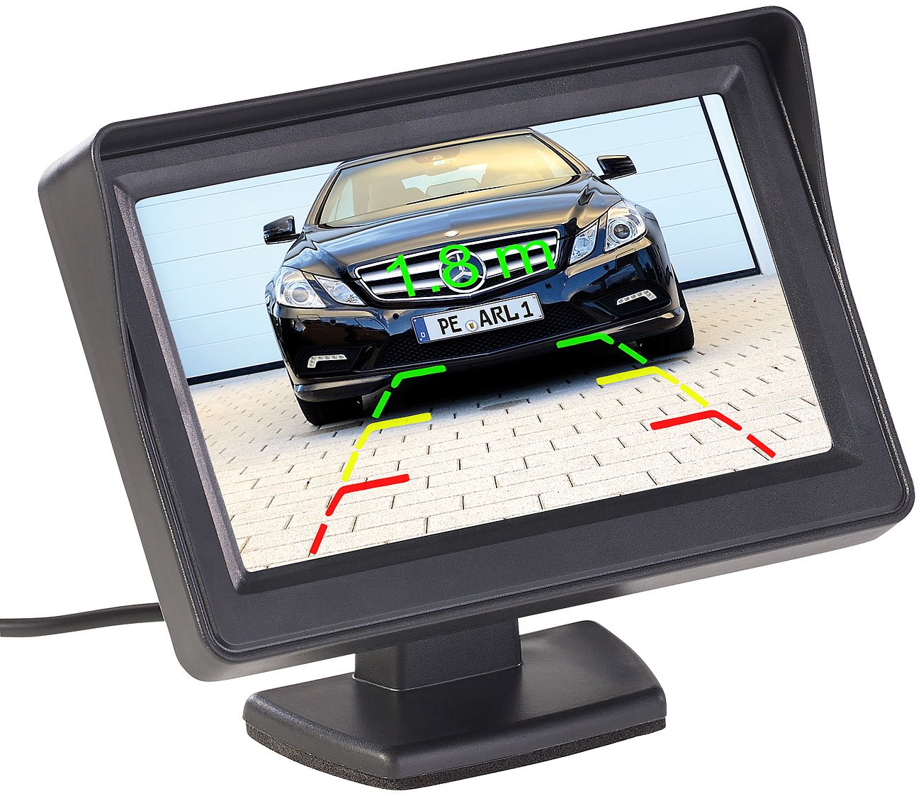Sistema wireless per retromarcia con telecamera targa, monitor 4,3" e sensori di parcheggio
