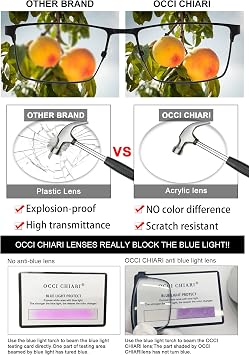 OCCI CHIARI Anti Blue Light Glasses - Men's Computer & Gaming Glasses (Black, No Magnification)