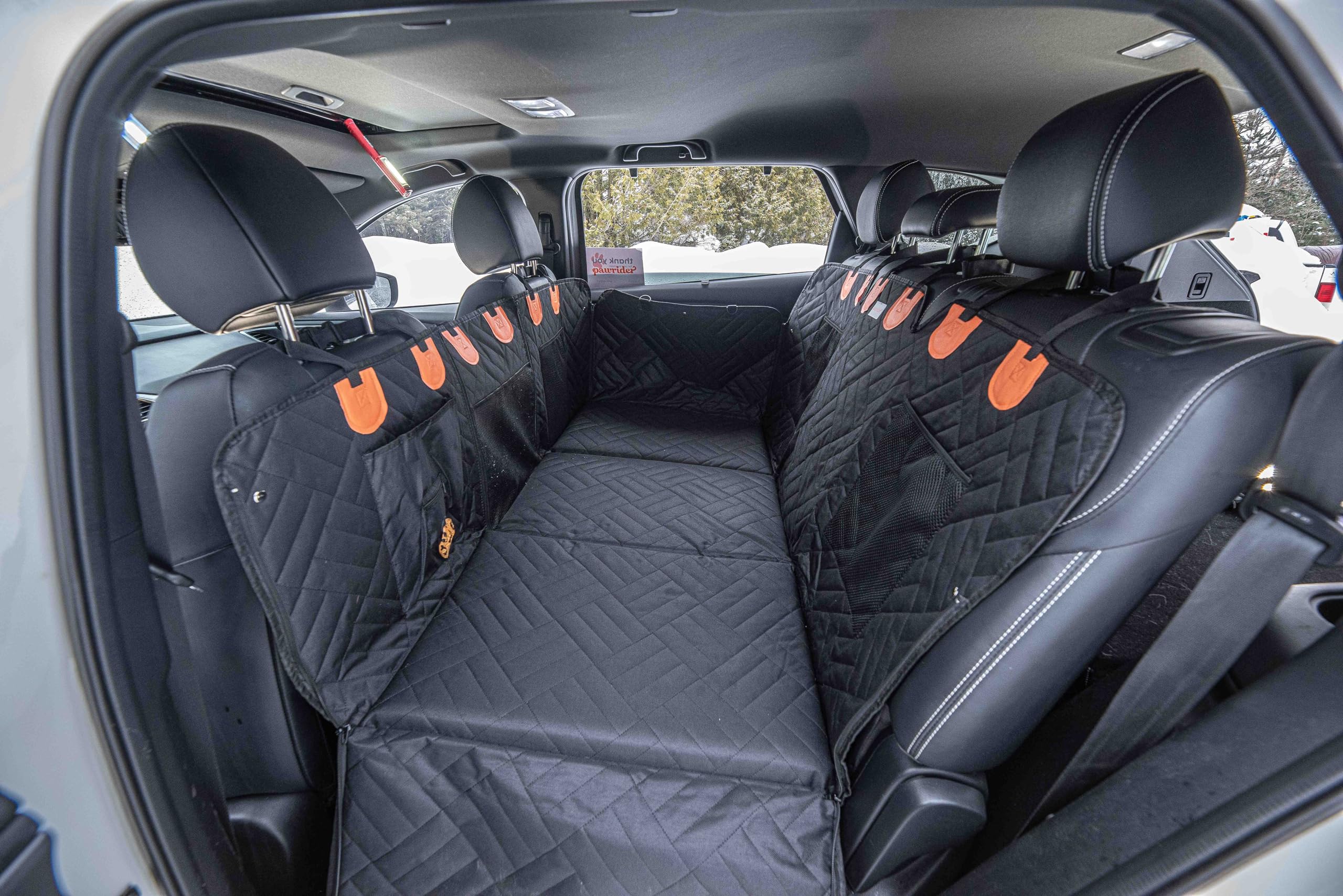 Back Seat Extender for Dogs Hard Bottom Foam - Sturdy Dog Hammock for Car Hard Bottom Car Seat Cover for Dogs with Seatbelt- Dog Backseat Cover SUV, Car, Truck