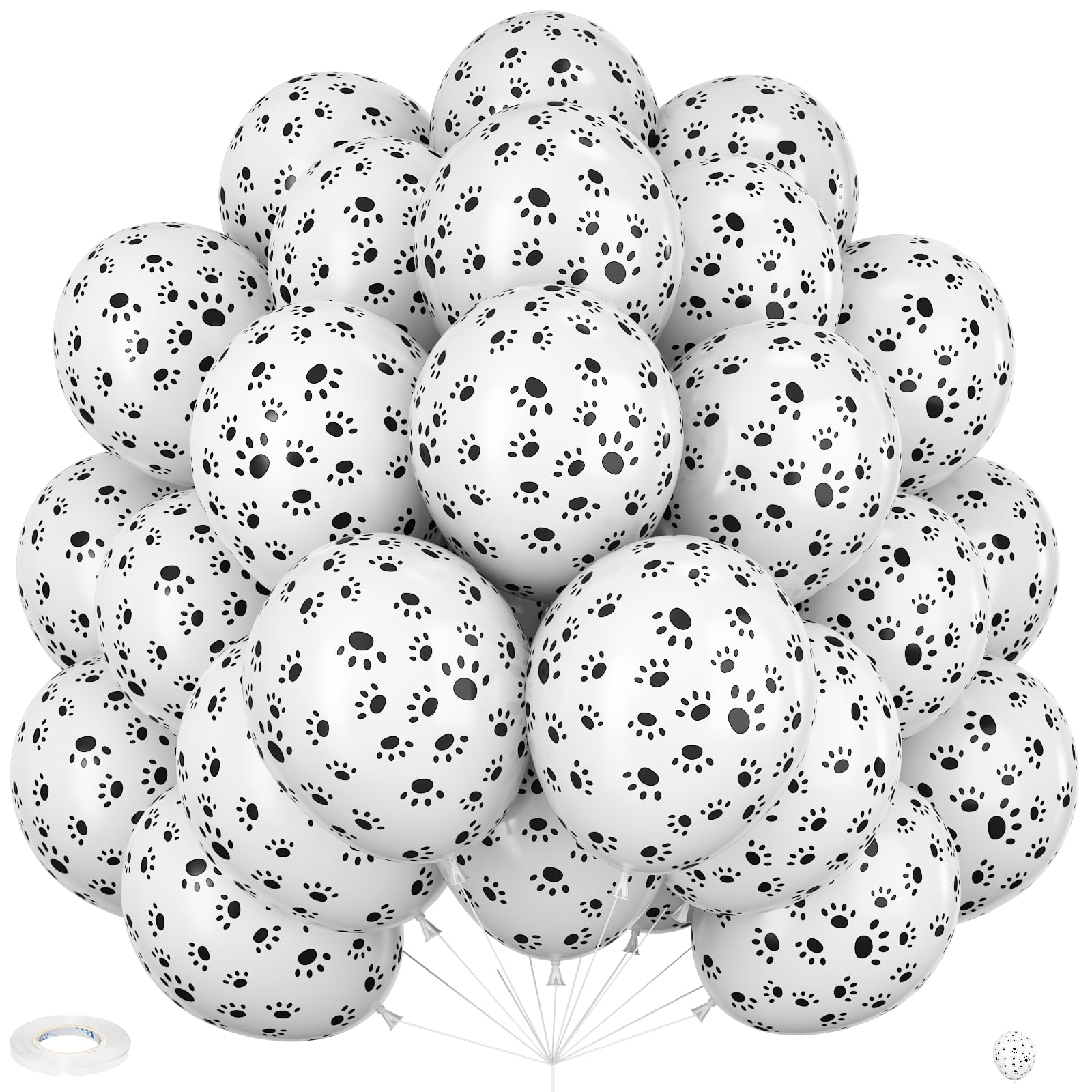 Dog Paw Balloons,12 Inch Black and White Balloons 50Pcs Paw Print Balloon for Boys and Girls Birthday Baby Shower Wedding Dog Birthday Puppy Theme
