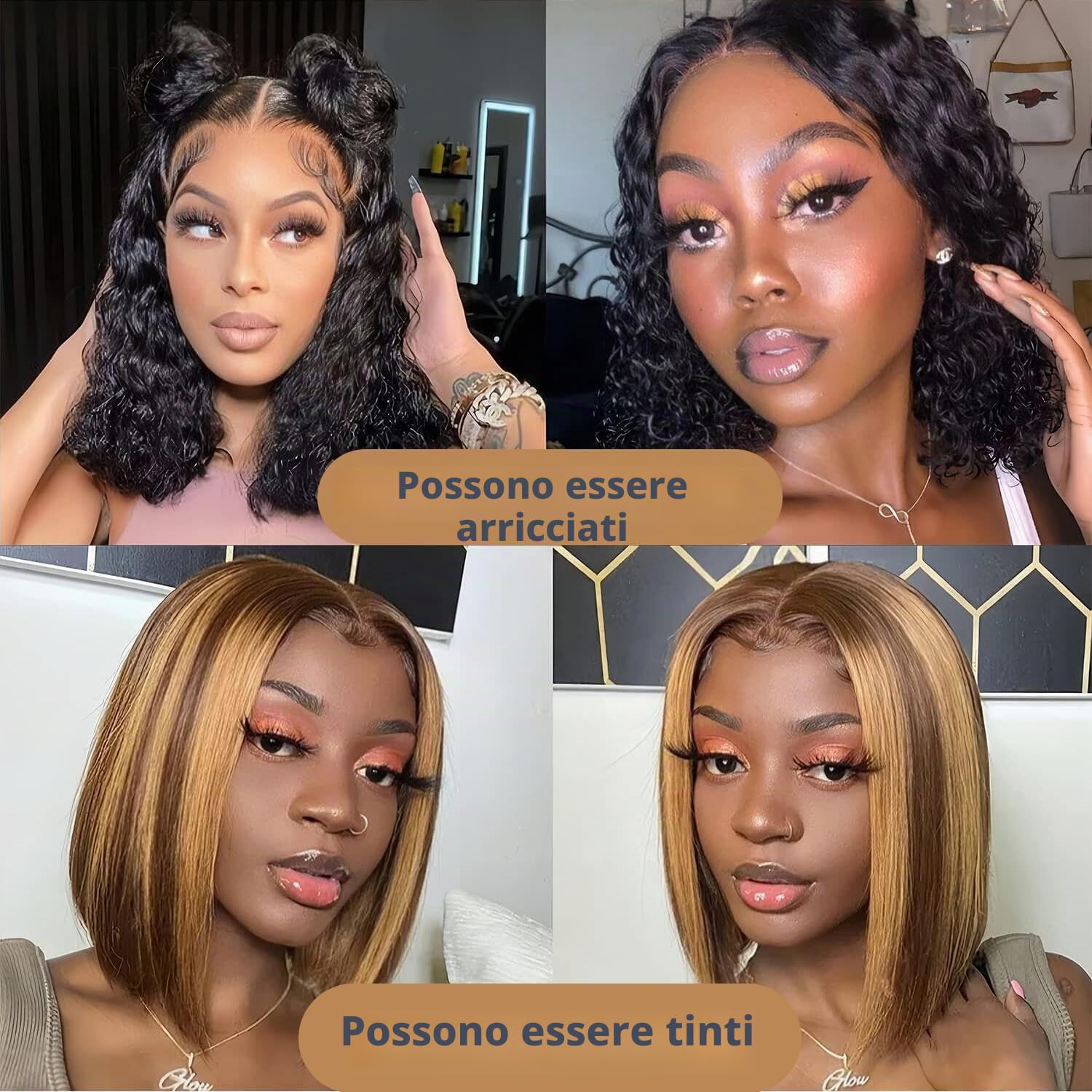TNICE Bob Wig Human Hair Straight wig 4x4 Lace Front 8 inch Natural Colour