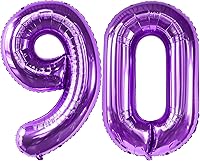 Vista 8 de KatchOn, Globo morado grande del número 90, 40 pulgadas, globos morados de 90 cumpleaños, decoraciones de cumpleaños de 90, globos de cumpleaños