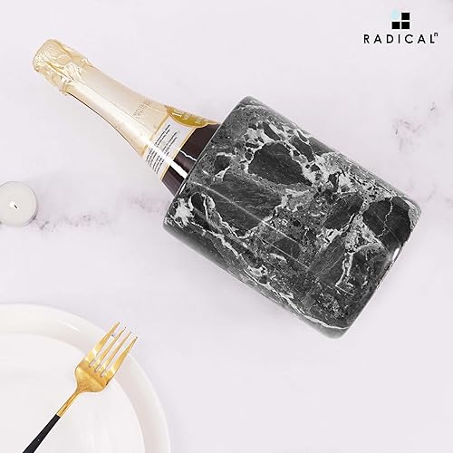 Miniatura 4 de Radicaln Enfriador de vino de mármol de mesa negro de 5.5 x 6.5 pulgadas, hecho a mano, decoración alta y portátil para el hogar y la cocina,