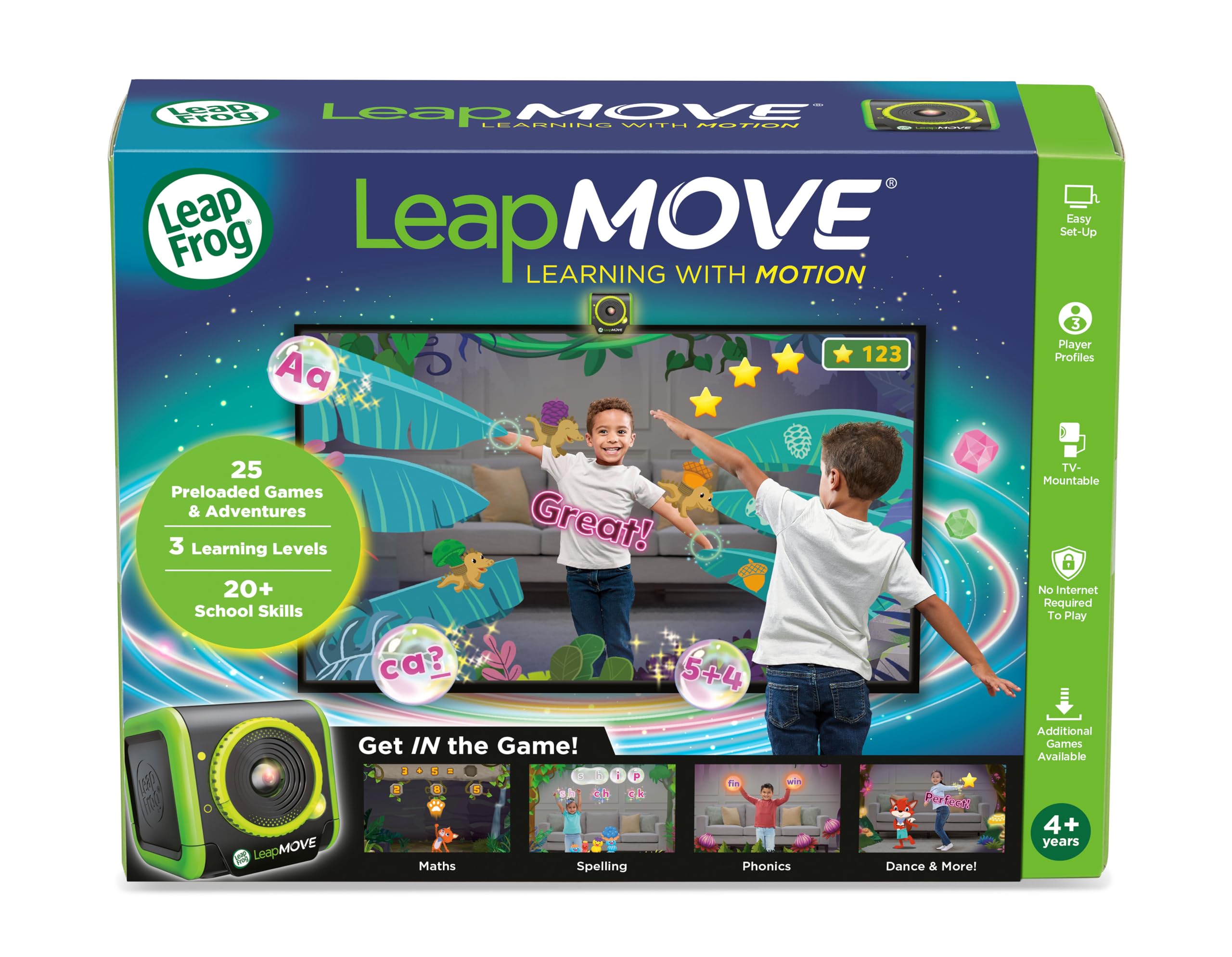 Leapfrog LeapMove 25 Console di Gioco precaricata, per apprendimento e apprendimento, Console di Giochi educativi per età dai 4 ai 7 Anni, Versione Inglese