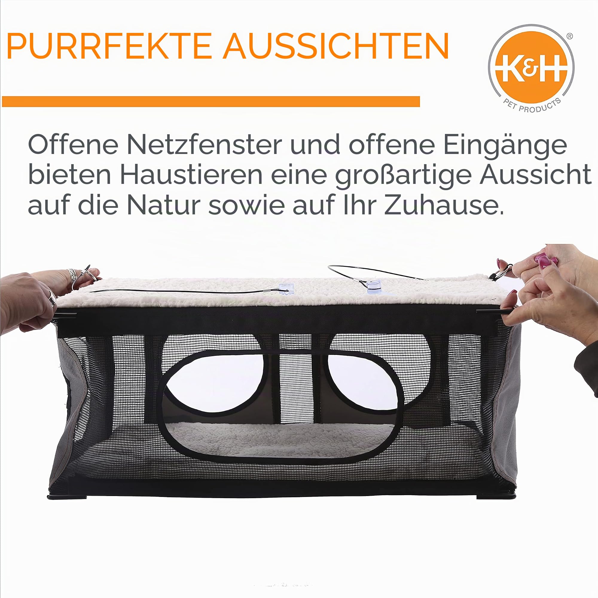 K&H Pet Products Katzenfensterstange für große Katzen, EZ Mount Penthouse Fensterbank Katzenbett, Stabile Katzenhängematte für Fenster, Katzensitzstange Katzenregal, Katzenfensterbett Katzenmöbel,