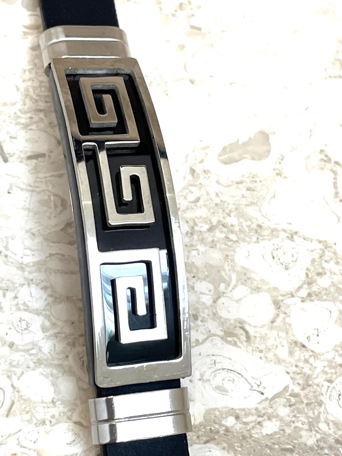 Pierre Lorren 18kt Greek Key Bracelet Meander Jewelry White GOLD Silver Mens Ancient Greek Infinity Bracelet for men HANDMADE LOVE Bangle Meandros Labyrinth Celtic Minimalist Eternal gift for Him