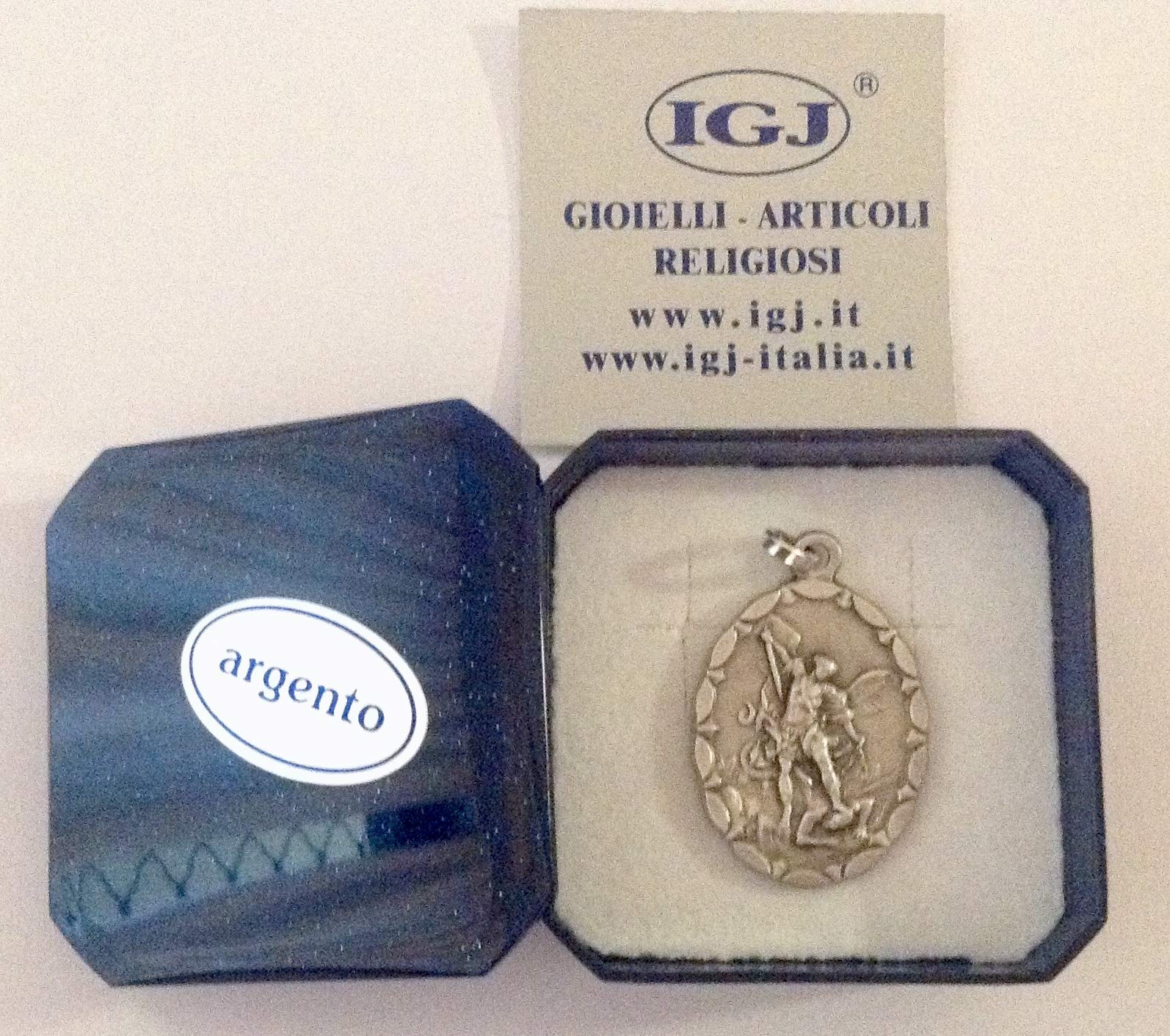 I G J MEDAGLIA DI SAN MICHELE IN ARGENTO MASSICCIO 925 MILLESIMI - SANTO PATRONO DELLA POLIZIA DI STATO