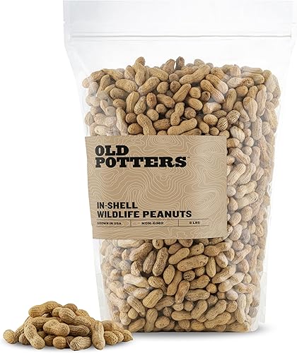 Old Potters Cacahuetes en concha de vida silvestre para pájaros, ardillas y vida silvestre. Cacahuetes crudos sin OMG cultivados en EE. UU. (en