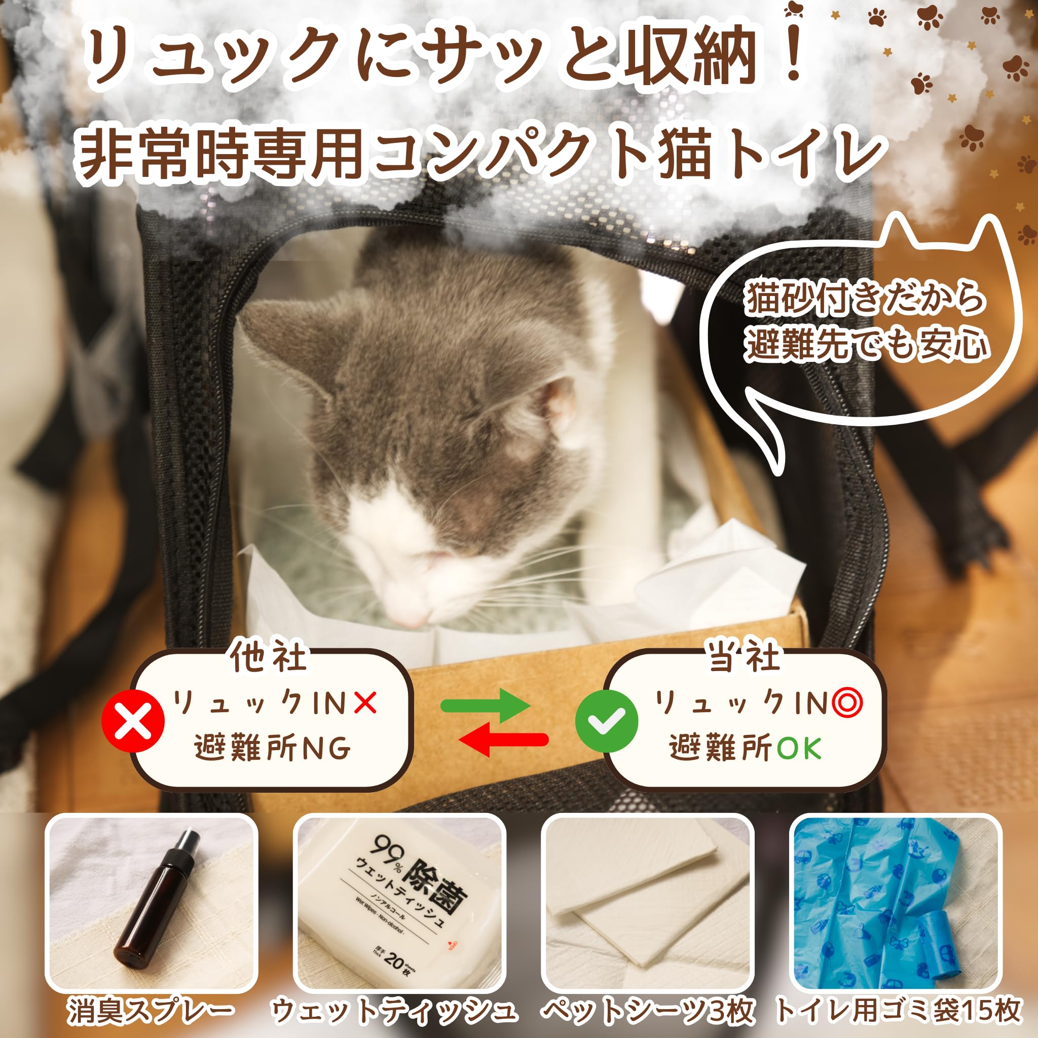 獣医師監修 猫用防災セット 21点 Amazon.co.jp: 【獣医師監修】 猫用防災セット 21点 リュック兼