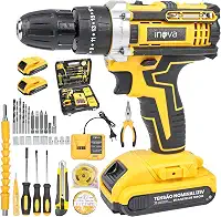 Furadeira e Parafusadeira de Impacto Sem Fio 21V, kit ferramentas 30 acessórios com 2 Baterias 2000mAh e Carregador, percussão de 35Nm, 25+3 configurações de torque, 2 velocidades, LED, para DIY