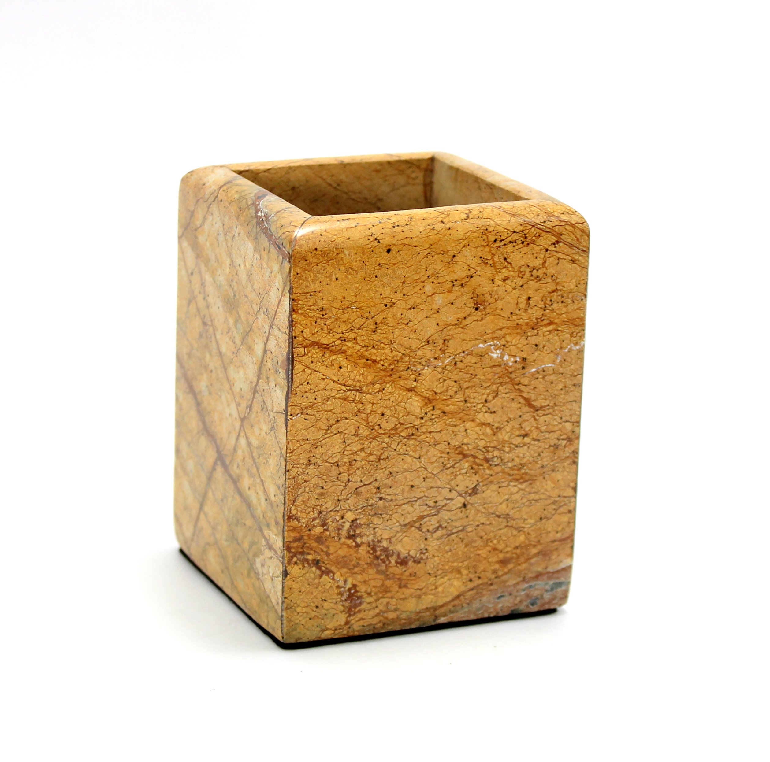StonKraft Badaccessoires Set van 4 in natuurlijke marmeren steen | zeepdispenser | zeepbakje | tandenborstel-tandpasta houder