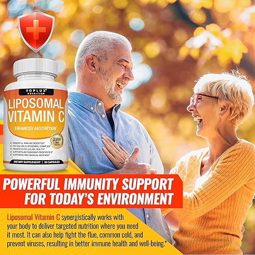 Miniatura 5 de Vitamina C liposomal de 2100 mg de alta absorción soluble en grasa VIT C  Apoyo inmunológico, refuerzo de colágeno, defensa de la inmunidad y