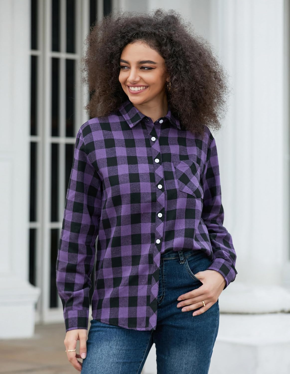 SANGTREE Womens and Girls Long Sleeve Flannel Shirt Casual Button Down Plaid Shirts, 3 Months - Adult 2XL - Image 4