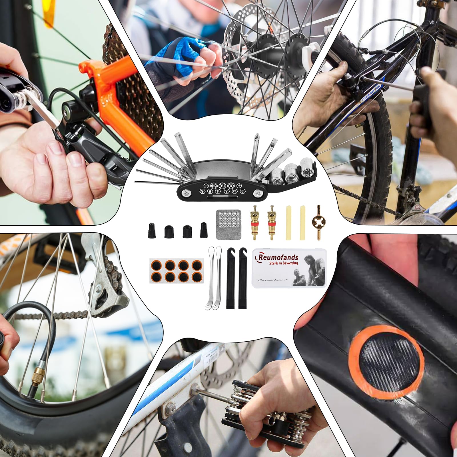 Kit Riparazione Bici 16 In 1 - Multifunzione Per Mountain Bike, Strada E Emergenze - Foto 2