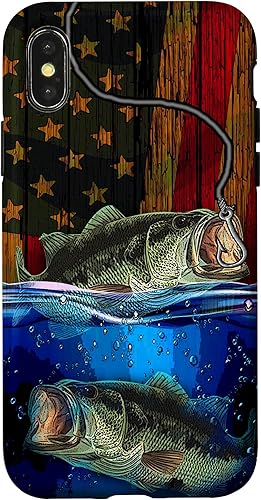 Miniatura 7 de iPhone 12 mini americana Bass pesca bandera americana pescadores caso