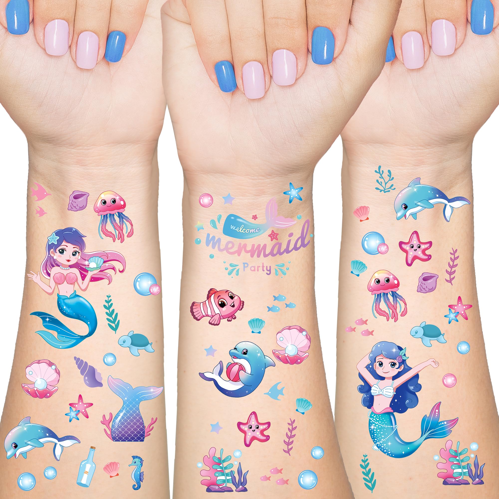 DMIGHT 110Pcs Mermaid Party Favors Including Stampers, Notebooks, Mermaid Party Decorations