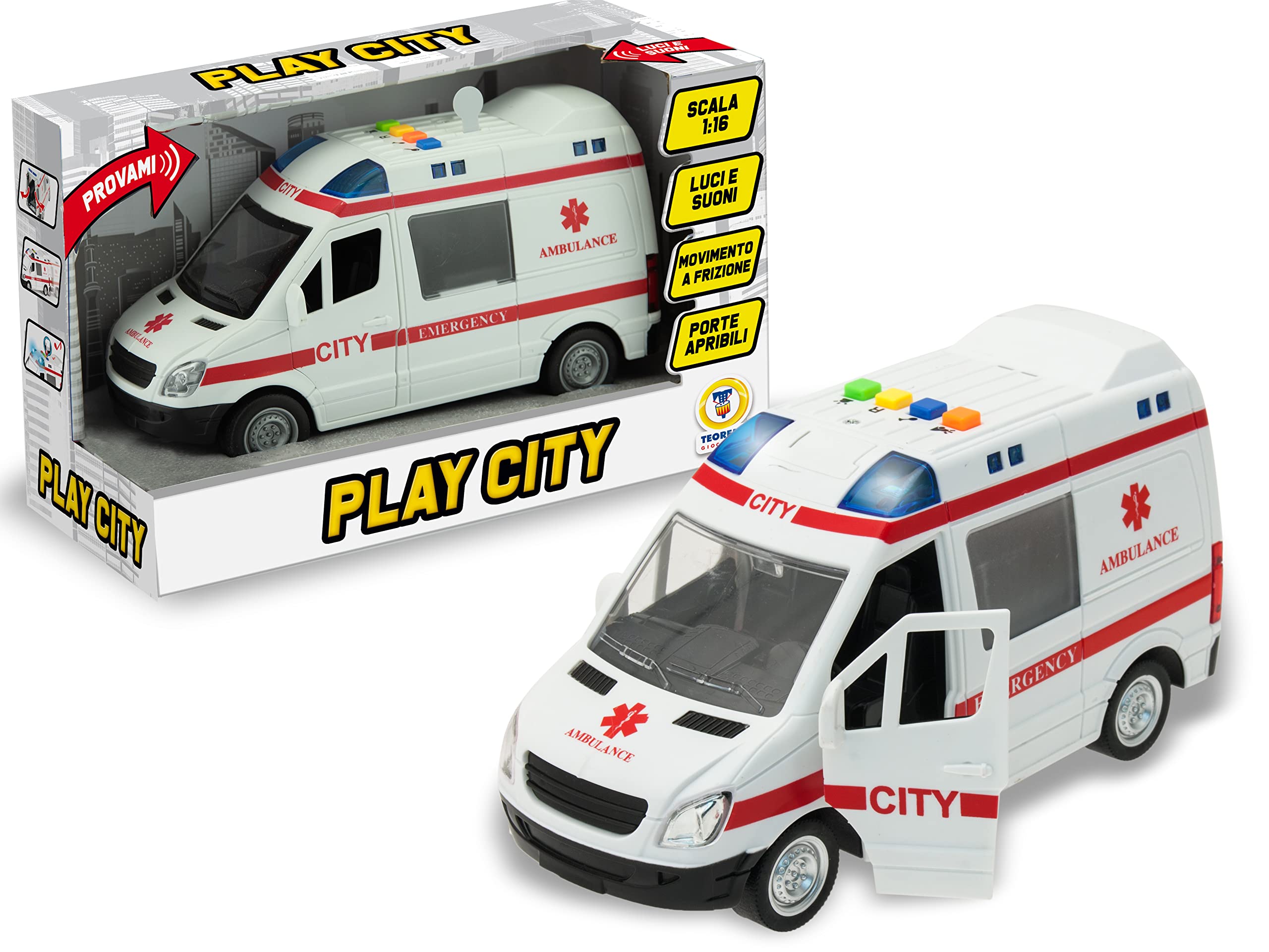 Teorema Coches con Luces y Sonidos (Escala 1:16) Ambulancia de urgencias con Luces y Sonidos a Escala de 1:16