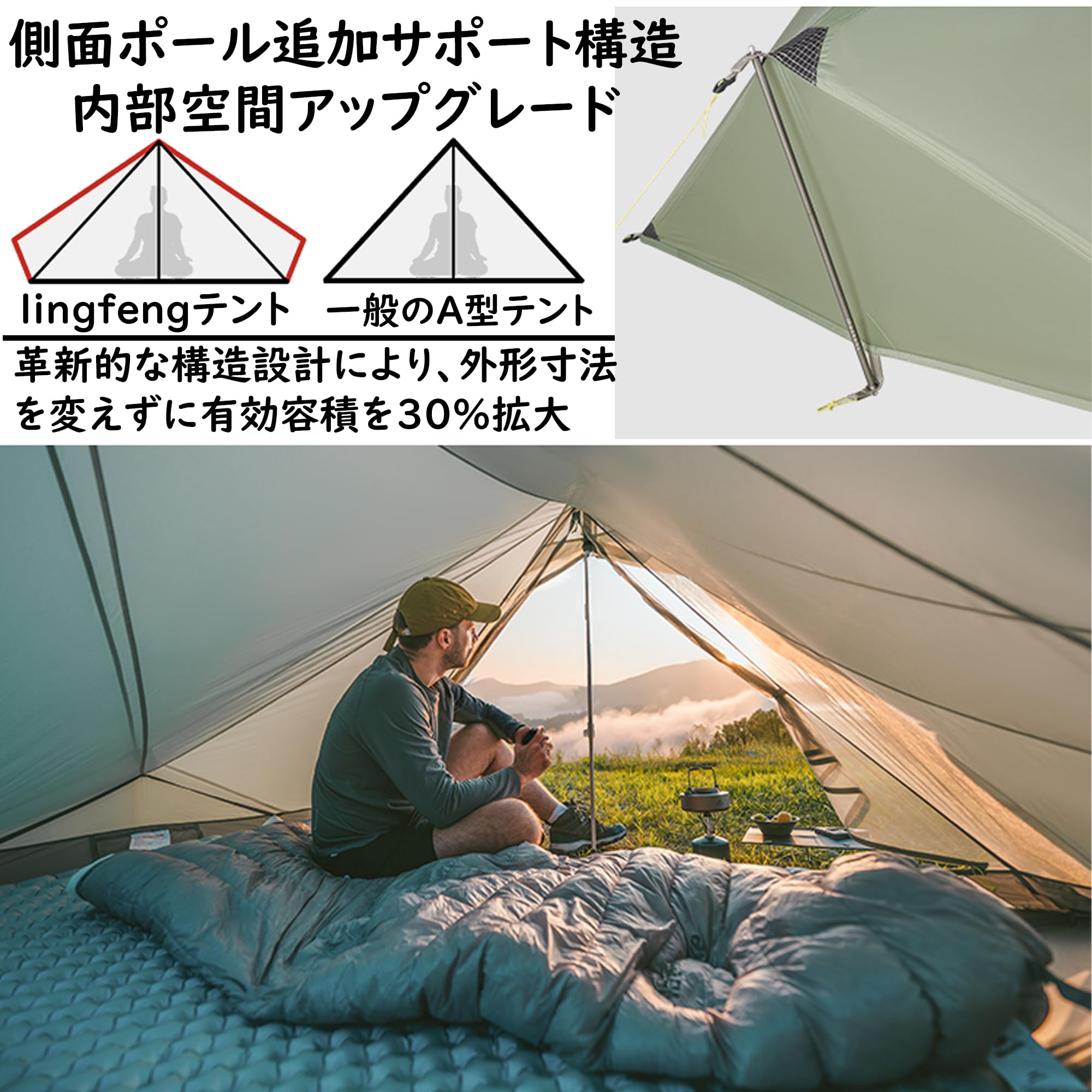 Amazon.co.jp: Naturehike lingfeng UL テント 2人用 最小重量1.1kg