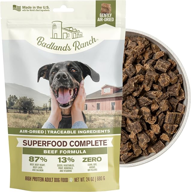 BADLANDS RANCH by Katherine Heigl – Superfood Complete Air-Dried Beef Dog Food – High Protein with Superfoods for Daily Wellness & Consistent Nutrition – 24 oz