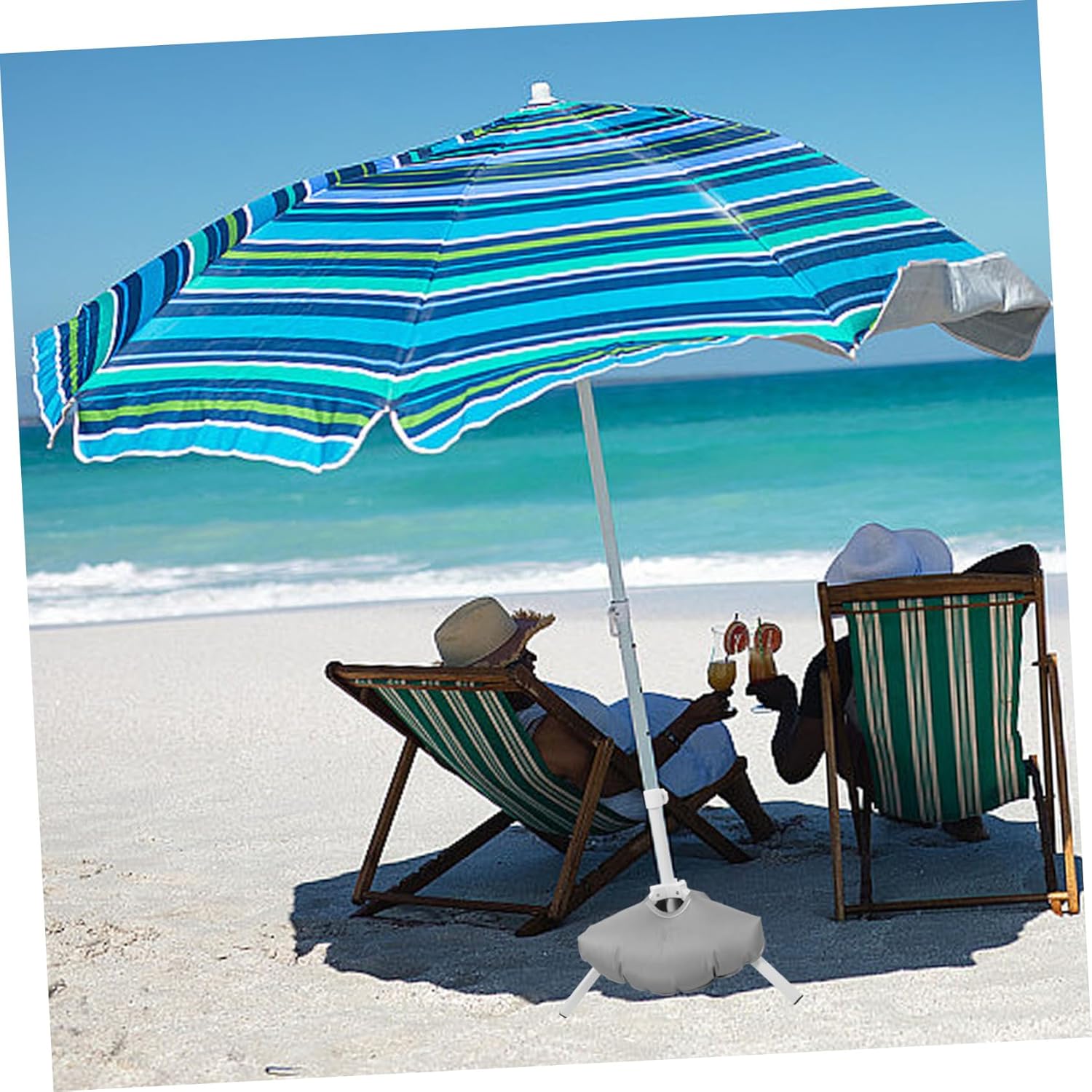 1set Garden Umbrella Base with Filled Bag and Stand for Beach Patio and Shade Umbrellas Easy Installation Stable Support Lightweight Design