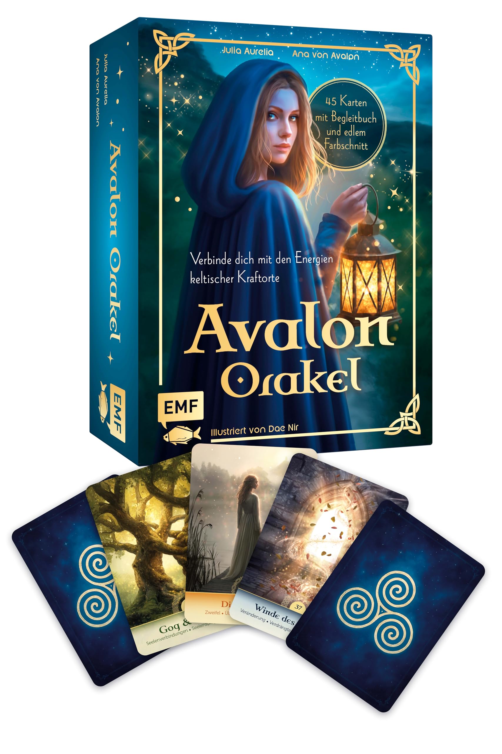 Orakel-Kartenset: Avalon Orakel | Wandle auf den Pfaden der Priesterinnen und verbinde dich mit den transformierenden Energien keltischer Kraftorte: 45 Karten mit Farbschnitt und Begleitbuch