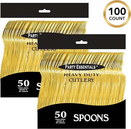 Miniatura 10 de Party Essentials 50 cucharas de plástico duro, plata brillante