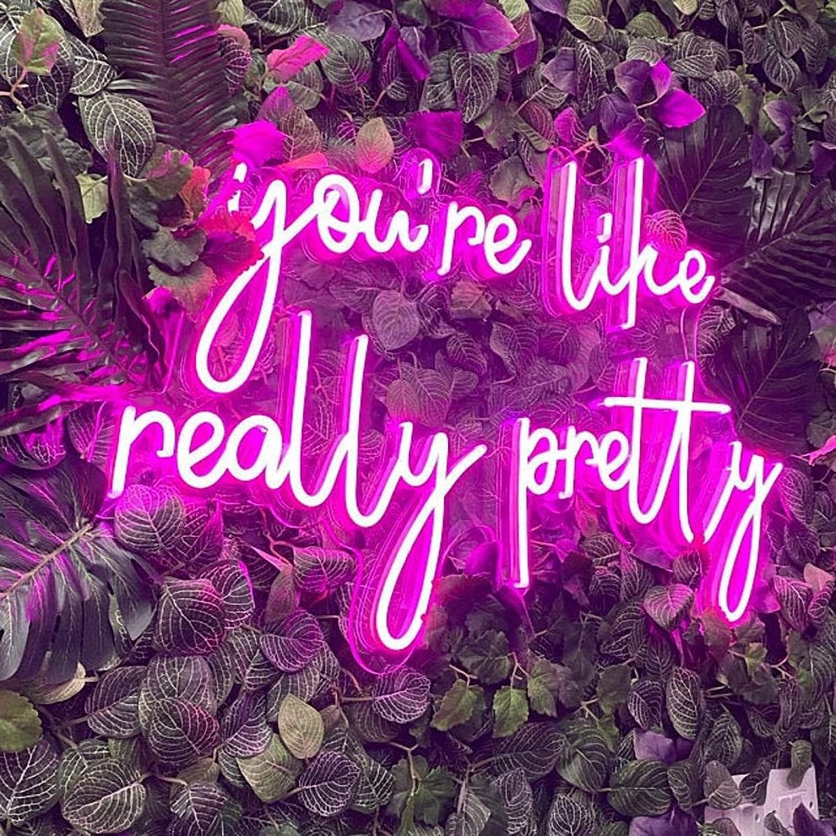 Ulalaza LED Neon Sign Night Light for Wall Party Décor Bedroom Room Bar Wedding Home Birthday Art Decoration Christmas with USB Chain Light modulator 5v (lets party blue) you are really pretty