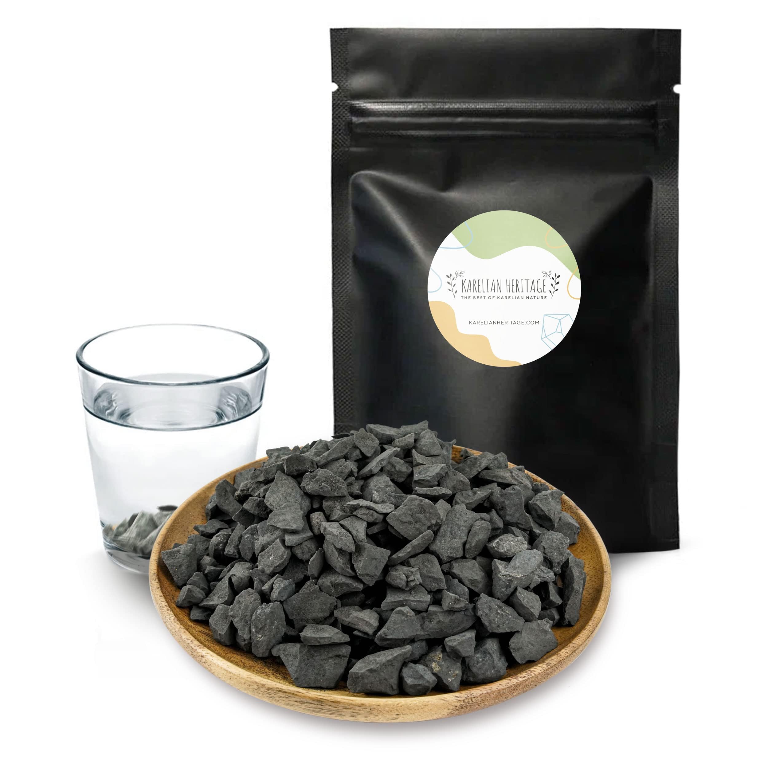 Karelian Heritage Raw Shungite Stones for Making Healthy Shungite Water 2 lb | Water Purification Filtering Authentic Shungite Rock | Alkaline