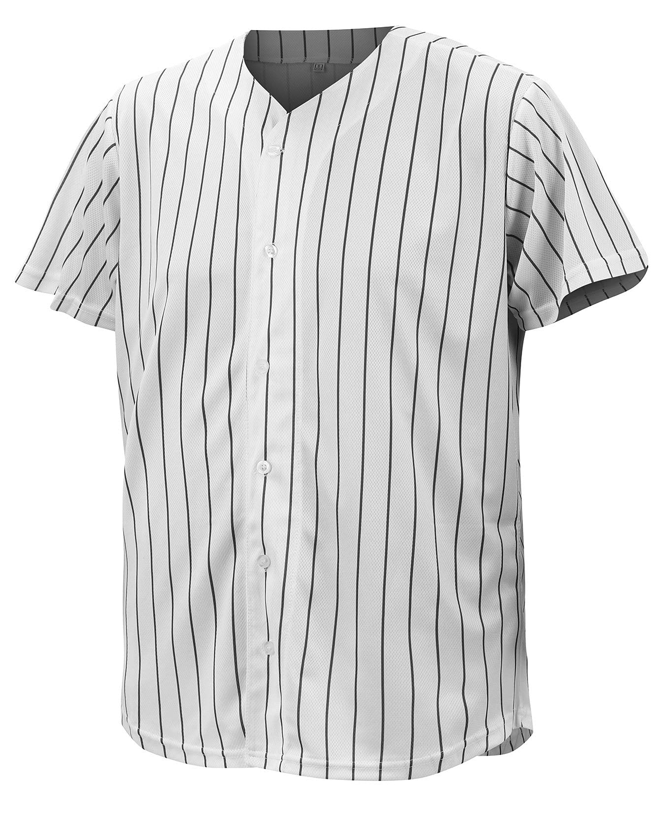 CUTHBERT Men's Baseball Button Down Jersey Multiple Color Short Sleeve Hipster Hip Hop T Shirts, White-blackstripe, XXL