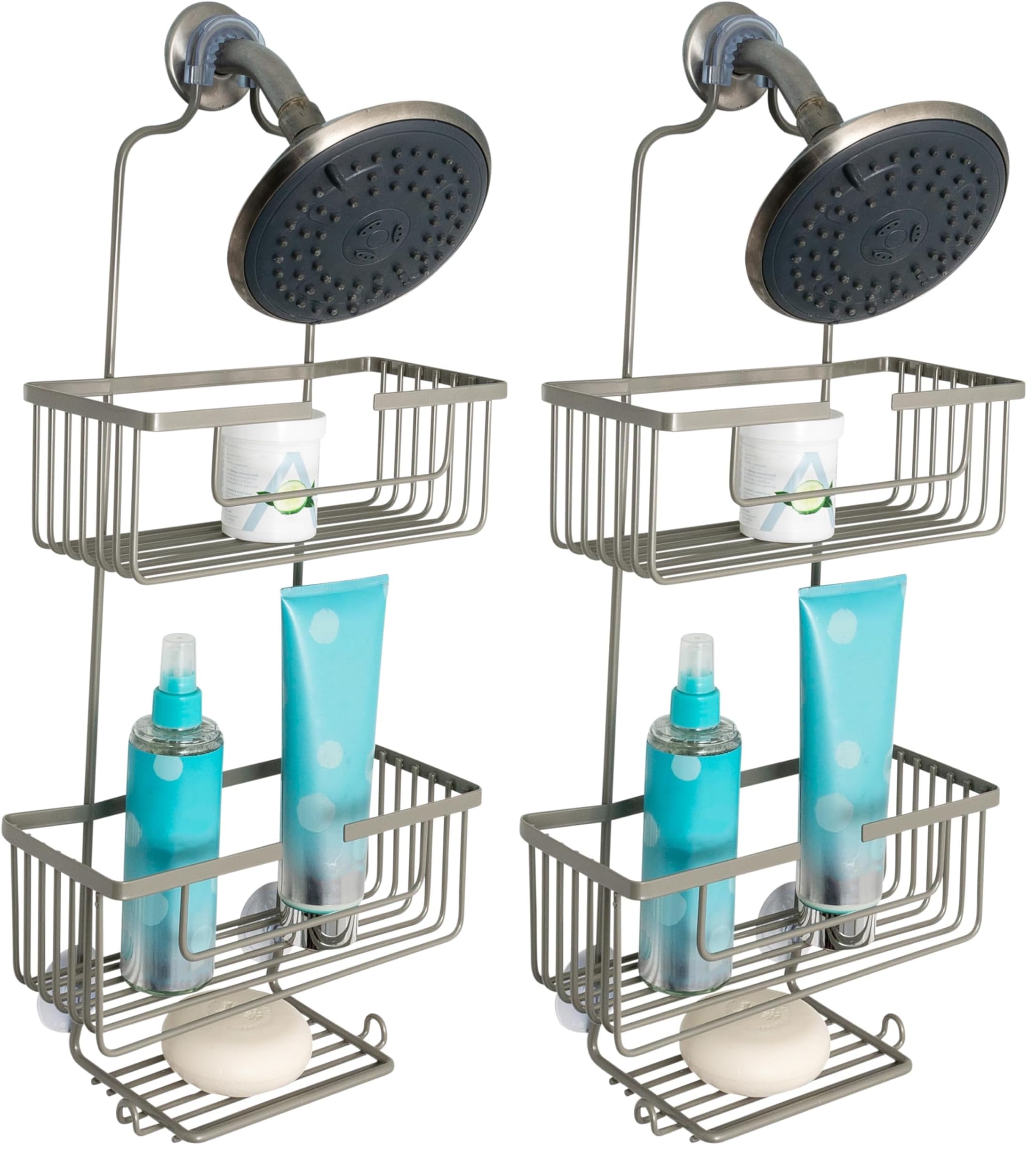 Honey-Can-Do Shower Caddy Hanging Bathroom Hanging Shower Head Caddy Organizer Dorm Room Stainless Steel Pack of 2
